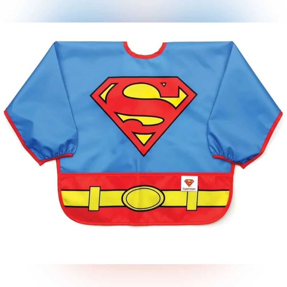 Superman Bib Long Sleeved Unisex Costume Resists Most Stains Age 6-24 Months
